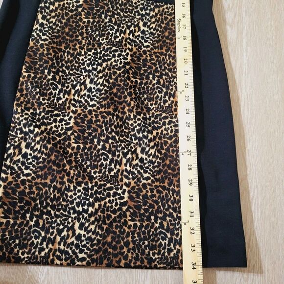 Michael Kors Cheetah Print Panel Dress Sz 6 S- Ponte Knit- Leopard - Black Brown - Picture 8 of 14